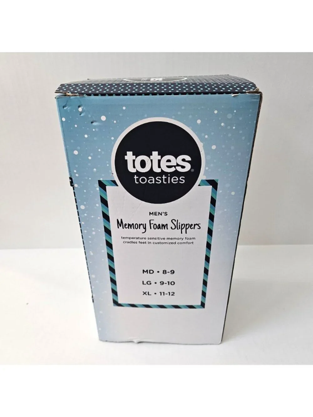 Totes Toasties Slippers Mens 8 9 Blue Temperature Sensitive Memory Foam NEW